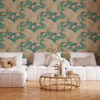 Proud Birds Vogelbehang Days of Bloom fotobehang groen turquoise