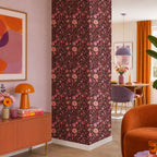 Bloemen behang | Junglee Phool - Wildflowers - Chocolate Cherry