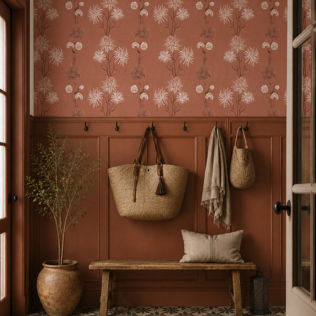 Bloemen behang | Khila - Tamba Copper