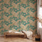 Behang met vogels en bloemen - Proud Birds - Turquoise