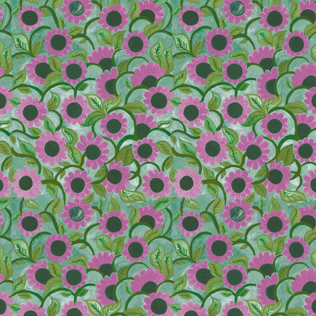 Bloemen behang | Suraj Choomi - Sun Kissed Petals - Firoza