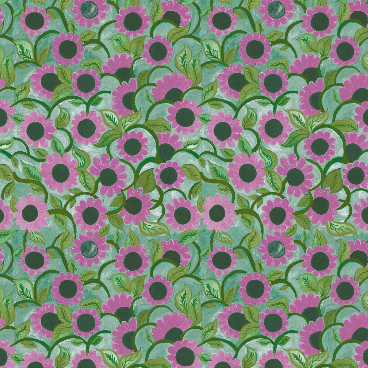 Bloemen behang | Suraj Choomi - Sun Kissed Petals - Firoza
